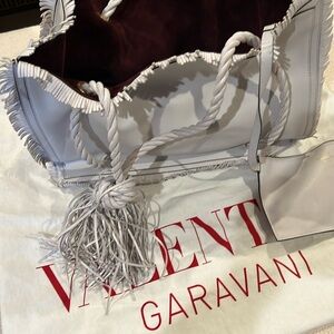 Valentino Garavani White Fringe Tote Bag